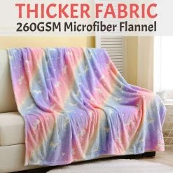 LIFCAUSAL Couverture Lumineuse Lueur Dans Le Noir Licorne Couverture Pour Filles 152,4 X 127,7 Cm Lumineux Arc-en-ciel Rose Licorne Couverture Saint-Valentin Pâques Noël Anniversaire Cadeaux Pour Filles 1-12 Ans Bébé Tout-petit Enfant Couverture Magique -Plaid et couverture Soldes 64220210 4