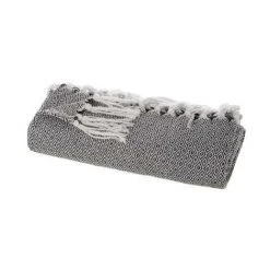 HOMEMAISON Plaid Frangé à Motifs Géométriques Noir 125 X 150 Cm - Noir