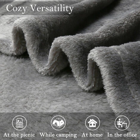 SWANEW Couverture Câline 130x170cm Câline Couverture Polaire Couverture Moelleuse Chaude Super Douce - Gris 4 SWANEW Couverture Câline 130x170cm Câline Couverture Polaire Couverture Moelleuse Chaude Super Douce - Gris – Image 2