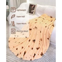 AOUGO Burrito Tortilla Blanket, Couverture Ronde Nouveauté Burrito Humain Géant, Tortilla Throw Food Creation Wrap Couverture Pour Canapé-Lit Extérieur Voyage, Serviette Géante Douce Et Peluche Pour Adultes Enfants 60 Pouces -Plaid et couverture Soldes 64615422 3
