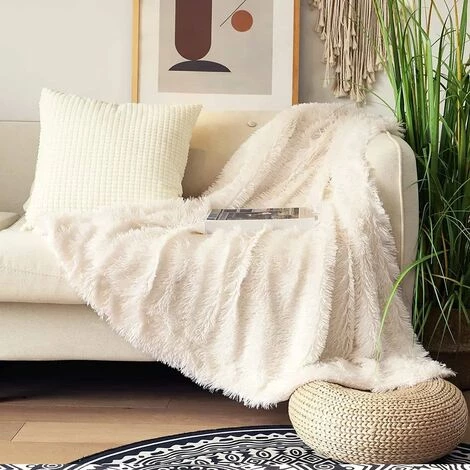 MINKUROW Snuggle Blanket Couverture Polaire PV Couverture Moelleuse Pour Cheveux Couverture Chaude En Fausse Fourrure Super Douce 160 X 200 Cm Couverture En Laine Pouvant être Une Couverture De Canapé, Blanc 5 MINKUROW Snuggle Blanket Couverture Polaire PV Couverture Moelleuse Pour Cheveux Couverture Chaude En Fausse Fourrure Super Douce 160 X 200 Cm Couverture En Laine Pouvant être Une Couverture De Canapé, Blanc – Image 3
