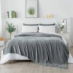 MINKUROW Couverture Câline, Couverture Polaire Moelleuse, Douce Et Chaude Pour Lit, Canapé, Couverture Comme Couverture De Canapé, 130 X 150 Cm, Gris Argenté -Plaid et couverture Soldes 64680715 3