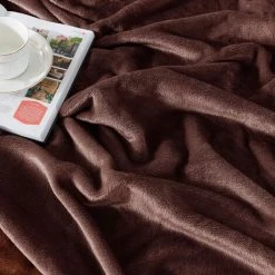 MINKUROW Couverture Câline Couverture Polaire Moelleuse, Douce Et Chaude Pour Canapé-lit, Couverture Comme Couverture De Canapé, 200 X 230 Cm Marron Foncé -Plaid et couverture Soldes 64682624 5