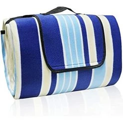 RHAFAYRE Couverture Pique Niques Impermeable, 200x 200 CM Natte De Plage Pliable Portable Tapis De Camping Pour Parc Cour (Noir Bleu)