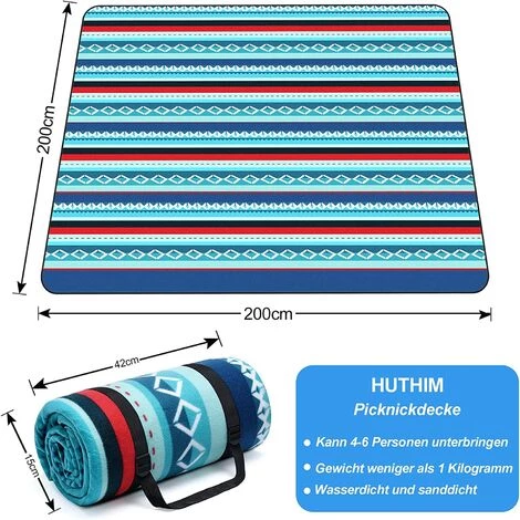 RHAFAYRE Couverture De Pique Nique Impermeable 200×200cm, Portable Extérieur Résiste à L'humidité Isolation Tapis De Plage, Parc, Cour, Pliable Avec Bandoulière(Style Ethnique) 5 RHAFAYRE Couverture De Pique Nique Impermeable 200×200cm, Portable Extérieur Résiste à L'humidité Isolation Tapis De Plage, Parc, Cour, Pliable Avec Bandoulière(Style Ethnique) – Image 3