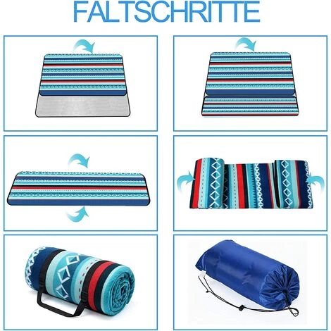 RHAFAYRE Couverture De Pique Nique Impermeable 200×200cm, Portable Extérieur Résiste à L'humidité Isolation Tapis De Plage, Parc, Cour, Pliable Avec Bandoulière(Style Ethnique) 7 RHAFAYRE Couverture De Pique Nique Impermeable 200×200cm, Portable Extérieur Résiste à L'humidité Isolation Tapis De Plage, Parc, Cour, Pliable Avec Bandoulière(Style Ethnique) – Image 5