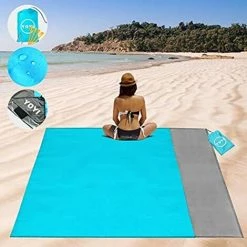 RHAFAYRE Tapis De Plage Couverture De Pique-Nique, Polyester 210T Couverture Picnic, Imperméable Avec 4 Piquets Fixes Pour La Plage Camping Pique-Nique Et Autres Activités De Plein Air