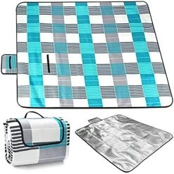 RHAFAYRE Couverture De Pique-nique 200 X 200 Cm, Couverture Pliable Portable Imperméable, Tapis De Plage Extérieur Avec Contrôle Du Sable Avec Poignées Pour Camping, Plage Et Pique-nique