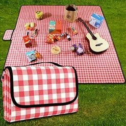 RHAFAYRE Couverture De Pique-Nique Tapis De Plage Imperméable 200 × 200cm,Tapis De Pique-Nique Léger Et Lavable à Carreaux Avec Poignée,Convient Pour La Randonnée Voyage Camping En Plein Air,Parc
