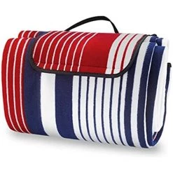 RHAFAYRE Couverture De Pique-nique 200 X 200 Cm, Couverture Pliable Portable Imperméable, Tapis De Plage Extérieur Avec Contrôle Du Sable Avec Poignées Pour Camping, Plage Et Pique-nique (Rayures)