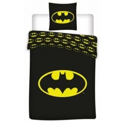 Batman - Parure De Lit Enfant Bruce Wayne - Housse De Couette 140x200 Cm Taie 63x63 Cm - Noir