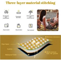 CADEAUX Couverture De Pique-nique, Tapis De Plage, 150 X 200 Cm Couverture De Pique-nique Poignée De Transport Pliable Imperméable Et Résistante à L'humidité -Plaid et couverture Soldes 65004035 4