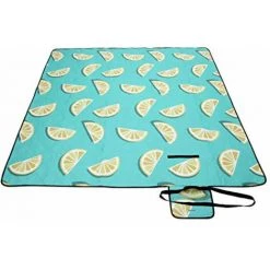 HELLOSHOP26 Couverture De Pique-nique 200 X 200 Cm Tapis De Plage Pour Camping Parc Cour Extérieur Surface Imperméable Lavable En Machine Pliable Motif Citron - Vert