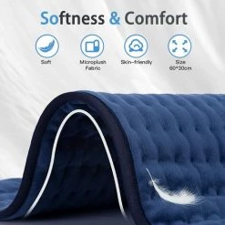 PERLE RARE Couverture Chauffante,Chronométrage Et 6 Réglages De Chauffage-Lavable En Machine -Tapis électrique -Protection Contre La Surchauffe-Pour Genoux, Cou, Pieds Et Hanches(60 * 30cm) (Bleu) -Plaid et couverture Soldes 65177457 4