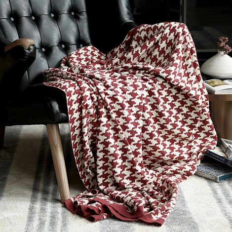 BF Couverture Classique Pied De Poule Rouge Et Blanc Couverture Couette Sieste Couverture Unique Couverture Chauffante Canapé Couverture Vin Rouge 4 BF Couverture Classique Pied De Poule Rouge Et Blanc Couverture Couette Sieste Couverture Unique Couverture Chauffante Canapé Couverture Vin Rouge – Image 2