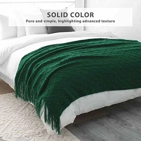 BF Couverture Tricotée Gland Couvre-lit Couleur Unie Plaid Nordique Couverture Chaude Tapis Mode Couverture Douce Housse De Canapé Couvre-lit Décoratif 130 * 200 Cm Vert Foncé 6 BF Couverture Tricotée Gland Couvre-lit Couleur Unie Plaid Nordique Couverture Chaude Tapis Mode Couverture Douce Housse De Canapé Couvre-lit Décoratif 130 * 200 Cm Vert Foncé – Image 4