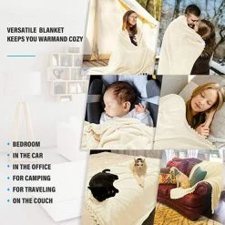 BF Couverture De Flanelle à Franges à Franges Couverture De Canapé Douce Et Confortable Couverture De Tapisserie D'ameublement En Flanelle De Velours Chaud Blanc Cassé -Plaid et couverture Soldes 65273210 4