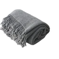 BF Couverture Gaufrée De Couleur Unie Canapé Couverture Décorative Salle D'échantillonnage Serviette De Couverture Gris Foncé 150 × 220CM -Plaid et couverture Soldes 65273951 3