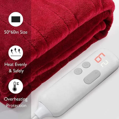 Homfa Couverture Chauffante électrique, Couverture Chauffante Rapide En Flanelle, Couverture 180X130cm Avec 6 Niveaux, Minuterie, Interrupteur Détachable Lavable Pour Bureau à Domicile 6 Homfa Couverture Chauffante électrique, Couverture Chauffante Rapide En Flanelle, Couverture 180X130cm Avec 6 Niveaux, Minuterie, Interrupteur Détachable Lavable Pour Bureau à Domicile – Image 4