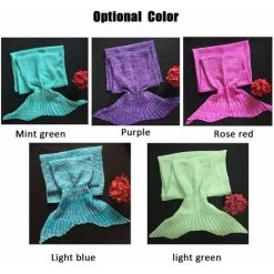 Yoouyida Sirene Queue Couverture Pour Bebe Et Lady Douce Main Sac De Couchage Couverture Tricotee Fishtail Cadeau De Noel, 90 * 50Cm, Rose Rouge -Plaid et couverture Soldes 65298328 5