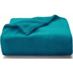 CESIèCLEFOU Plaid Couverture Polaire Flanelle En Microfibre, Jeté De Canapé Couverture Lit Jete De Canape 2 Personnes, Plaid Fourrure Grand Chaud Et Doux En Peluche, Turquoise 200x150 Lefou -Plaid et couverture Soldes 65316007 5