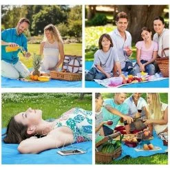 L'FLANEUR Couverture De Pique-nique étanche Plafond Plafond Plafond Sand Portable Tapis De Sable Pour La Plage, Pique-nique, Camping, Voyages, événements En Plein Air (Bleu: 200x210 Cm) ANEUR -Plaid et couverture Soldes 65355119 4