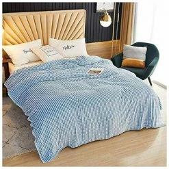 L'FLANEUR Couvertures Et Plaids Plaid Couverture ,Couverture En épaisse Douce Et Confortable, Peut être Utilisée Comme Draps De Lit, Couverture Bébé (Bleu Et Blanc, 70100cm) ANEUR -Plaid et couverture Soldes 65359139 3