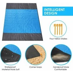 L'FLANEUR Couverture De Plage, 210 X 200 Cm Couverture De Pique-nique Sans Sable Couverture De Camping Serviette De Plage, Tapis De Caming Imperméable Et Anti-sable, Couverture De Camping à Séchage Rapide Pour Le Camping, La Randonnée ANEUR -Plaid et couverture Soldes 65361501 4