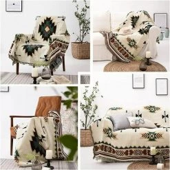 L'FLANEUR Plaid,Housse De Canapé De Style Ethnique Américain, Couverture Complète En Tricot Sucre Jacquard Couverture De Canapé -90 90cm ANEUR -Plaid et couverture Soldes 65361654 4