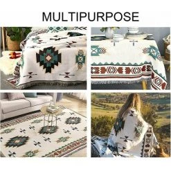 L'FLANEUR Plaid,Housse De Canapé De Style Ethnique Américain, Couverture Complète En Tricot Sucre Jacquard Couverture De Canapé -90 90cm ANEUR -Plaid et couverture Soldes 65361654 5