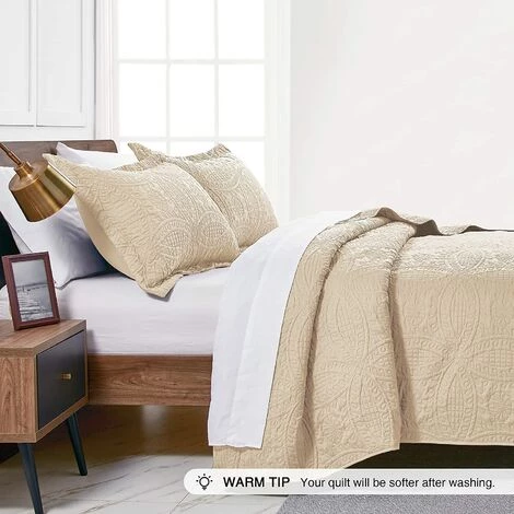 BDD Ensembles De Couette Queen Beige Avec Motif De Pièce De Monnaie, Housse De Couette Douce Et Légère, Couvre-lit, Décor De Lit, Ensembles De Couvre-lit Pour Toutes Les Saisons 6 BDD Ensembles De Couette Queen Beige Avec Motif De Pièce De Monnaie, Housse De Couette Douce Et Légère, Couvre-lit, Décor De Lit, Ensembles De Couvre-lit Pour Toutes Les Saisons – Image 4