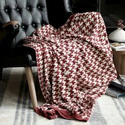 BDD Couverture Classique Pied De Poule Rouge Et Blanc Couverture Couette Sieste Couverture Unique Couverture Chauffante Canapé Couverture Vin Rouge 7 BDD Couverture Classique Pied De Poule Rouge Et Blanc Couverture Couette Sieste Couverture Unique Couverture Chauffante Canapé Couverture Vin Rouge -Plaid et couverture Soldes 65377727 2