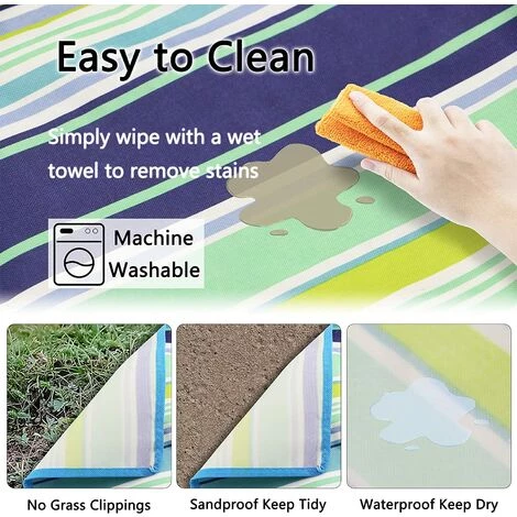 QERSTA Couverture De Pique-nique En Plein Air, Lavable En Machine, Imperméable(bleu-vert) 4 QERSTA Couverture De Pique-nique En Plein Air, Lavable En Machine, Imperméable(bleu-vert) – Image 2