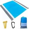 OSQI Tapis De Plage Couverture De Pique-Nique Extérieur, Grande 210 X 200cm Couverture De Plage De Pique-Nique Imperméable Avec 4 Clous Fixes Portable Poche Zippée Lavable Tapis De Plage Pour Plage Parc Camping Voyage Randonnée -Plaid et couverture Soldes 65503411 1
