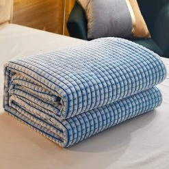 OSQI Couverture Extra Plaid, Couverture Polaire Plaid (Bleu Et Blanc, 120x200cm) -Plaid et couverture Soldes 65505271 4