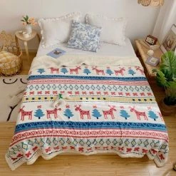 OSQI Couverture Plaid 100x150cm Double Face Hiver Doux Chaud Enfant Bleu