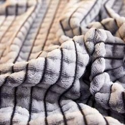 OSQI Couverture à Carreaux Supplémentaire, Couverture Polaire à Carreaux (gris Et Blanc, 120x200cm) -Plaid et couverture Soldes 65505361 5