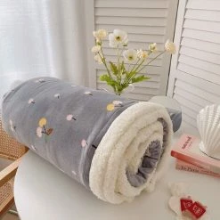 OSQI Couverture Plaid 100x150cm Double Face Hiver Doux Chaud Enfant Gris -Plaid et couverture Soldes 65505366 2