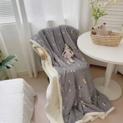 OSQI Couverture Plaid 100x150cm Double Face Hiver Doux Chaud Enfant Gris -Plaid et couverture Soldes 65505366 4