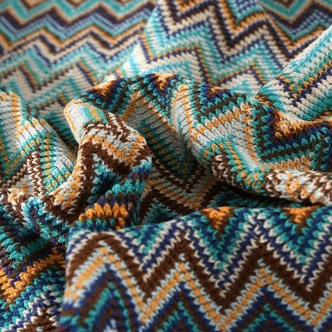 OSQI Couvre-lit Tribal Couverture De Canapé à Carreaux De Grande Taille Bleu Décoratif Bohème Coloré, 130 * 200CM 5 OSQI Couvre-lit Tribal Couverture De Canapé à Carreaux De Grande Taille Bleu Décoratif Bohème Coloré, 130 * 200CM – Image 3