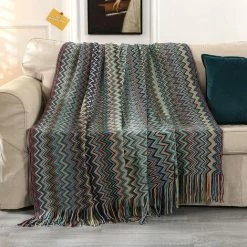 OSQI Couvre-lit Tribal Couverture De Canapé à Carreaux De Grande Taille Bleu Décoratif Bohème Coloré, 130 * 200CM 11 OSQI Couvre-lit Tribal Couverture De Canapé à Carreaux De Grande Taille Bleu Décoratif Bohème Coloré, 130 * 200CM -Plaid et couverture Soldes 65505495 5