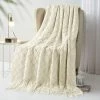 OSQI Couvertures Tricotées à Carreaux，Jeté De Lit Couverture à Franges Décoration Couverture à Tricoter 150x200cm (Beige) -Plaid et couverture Soldes 65505542 1