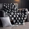 OSQI Couverture Polaire Avec Franges à Pampilles, Jeté En Flanelle à Carreaux De Buffle Noir Et Blanc Pour Canapé-lit Adapté à Toutes Les Saisons (130x150cm) -Plaid et couverture Soldes 65505561 1