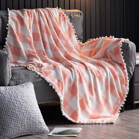 OSQI Couverture Polaire Avec Franges à Pompons, Plaid En Flanelle à Carreaux Buffalo Rouge Et Noir Pour Canapé-lit Adapté à Toutes Les Saisons (rose Et Blanc, 130 X 150 Cm) 3 OSQI Couverture Polaire Avec Franges à Pompons, Plaid En Flanelle à Carreaux Buffalo Rouge Et Noir Pour Canapé-lit Adapté à Toutes Les Saisons (rose Et Blanc, 130 X 150 Cm)