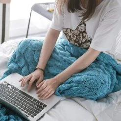 OSQI Plaid Tail Blanket, Couverture à Carreaux, Idées Cadeaux Personnalisées 190 X 90 Cm (Bleu) -Plaid et couverture Soldes 65505618 4