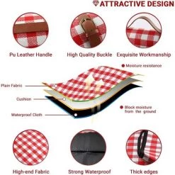 OSQI Couverture De Pique-nique, Tapis De Pique-nique, Couverture De Pique-nique 150 X 200 Cm, Couverture De Plage Anti-sable, Grand Tapis De Plage Imperméable Portable Pliable, Pour Jardin, Camping, Plage -Plaid et couverture Soldes 65505926 3