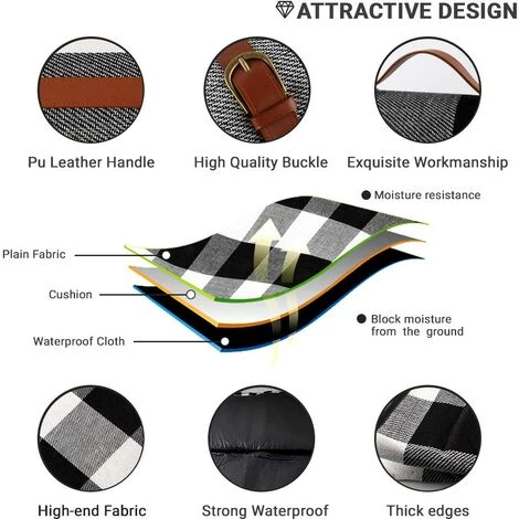 OSQI Couverture De Pique-nique, Tapis De Pique-nique, Couverture De Pique-nique 150X200CM, Couverture De Plage Anti-sable, Grand Tapis De Plage Imperméable Portable Pliable 5 OSQI Couverture De Pique-nique, Tapis De Pique-nique, Couverture De Pique-nique 150X200CM, Couverture De Plage Anti-sable, Grand Tapis De Plage Imperméable Portable Pliable – Image 3