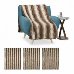 JARDIBRICODECO 4x Plaids Fausse Fourrure En Brun