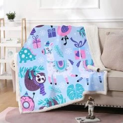 YIDOMDE Couverture En Polaire Animal Mignon Branches D'arbre Couverture Sherpa Pour De Voyage Fleurs Florales King 150*120 Cm,Style 6