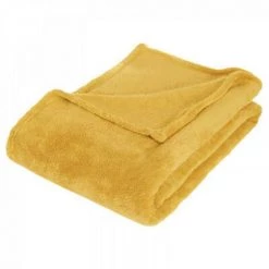 EASY Plaid Microfibre Ocre 125x150, Jaune Ocre